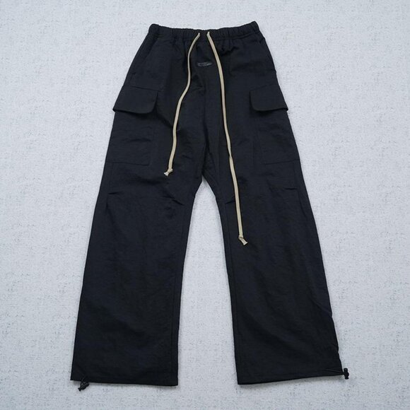 Fear of God Black Cargo Drawstring Wide Leg Trousers - Picture 1 of 8